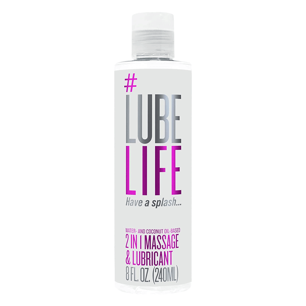 LubeLife 2-in-1 Water and Coconut Oil Based Massage and Lubricant for Men and Women (8 Fl Oz)